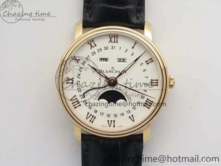 0311 MultiPurpose Villeret 6654 SS Complicated Function OMF 1:1 Best Edition White Dial on Black Leather Strap A6654 V 7901